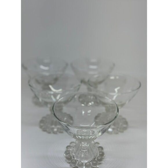 VTG Anchor Hocking Etched Starburst Laurel Boopie Glasses Set 5 Bubble Base 3.5" - Picture 3 of 7